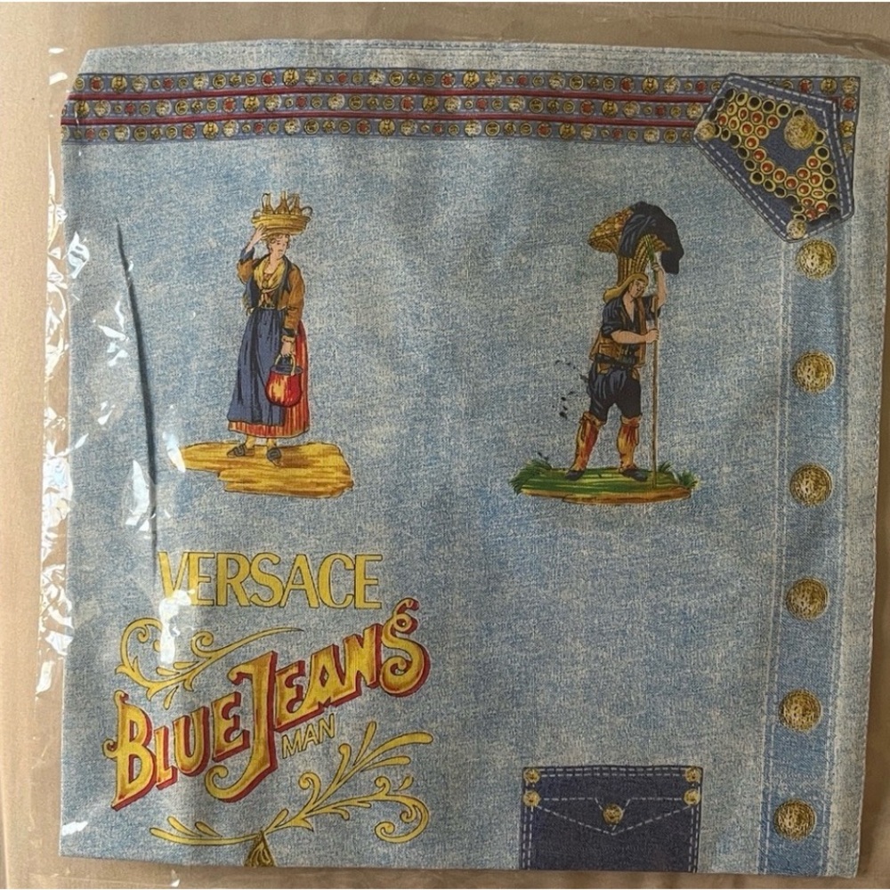 Versace Denim-Inspired Blue and Gold Bandana